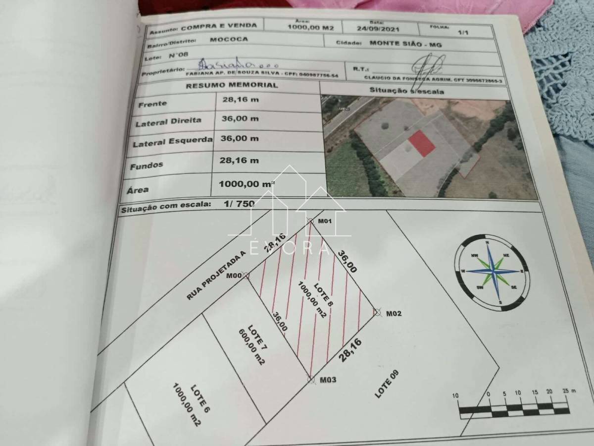 Lote à venda em Monte Sião, Mococa, 1.000m² - Évora Imóveis